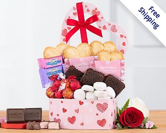Valentine Brownies and Truffles Gift Basket Free Shipping